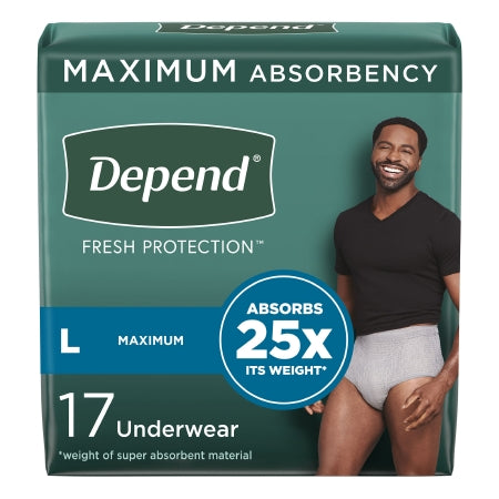 Male Adult Absorbent Underwear Depend® Fresh Protection Waistband Style Large Disposable Heavy Absorbency