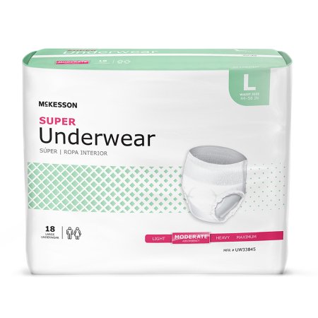 Unisex Adult Absorbent Underwear McKesson Pull On with Tear Away Seams Large Disposable Moderate Absorbency