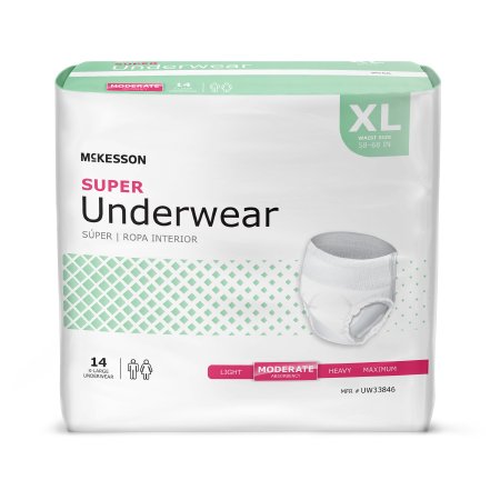 Unisex Adult Absorbent Underwear McKesson Pull On with Tear Away Seams X-Large Disposable Moderate Absorbency