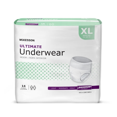 Unisex Adult Absorbent Underwear McKesson Pull On with Tear Away Seams X-Large Disposable Heavy Absorbency