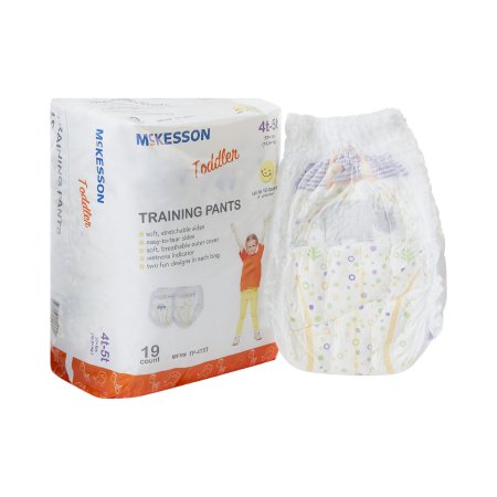 Unisex Toddler Training Pants McKesson Pull On with Tear Away Seams Size 4T to 5T Disposable Heavy Absorbency