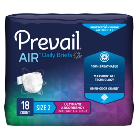 Unisex Adult Incontinence Brief Prevail® Air™ Size 2 Disposable Heavy Absorbency