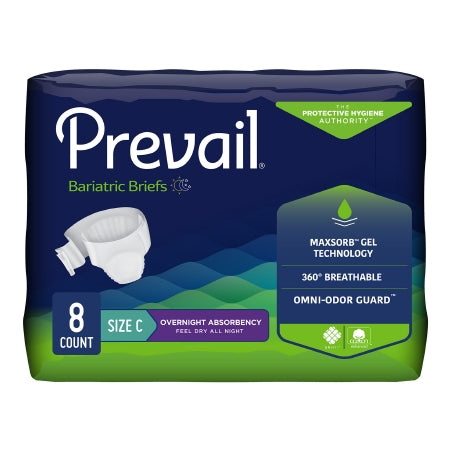 Unisex Adult Incontinence Brief Prevail® Bariatric Size C Disposable Heavy Absorbency