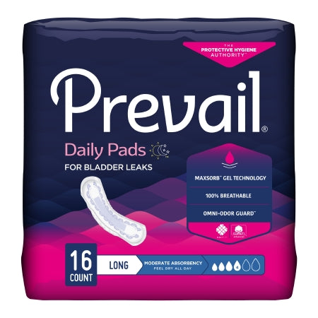 Bladder Control Pad Prevail® Daily Pads 11 Inch Length Moderate Absorbency Polymer Core One Size Fits Most