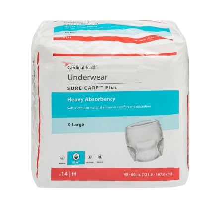 Unisex Adult Absorbent Underwear Sure Care™ Plus Pull On with Tear Away Seams X-Large Disposable Heavy Absorbency