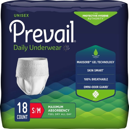 Unisex Adult Absorbent Underwear Prevail® Pull On with Tear Away Seams Small / Medium Disposable Heavy Absorbency