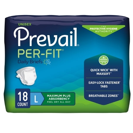 Unisex Adult Incontinence Brief Prevail® Per-Fit® Large Disposable Heavy Absorbency