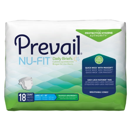 Unisex Adult Incontinence Brief Prevail® Nu-Fit® Large Disposable Heavy Absorbency