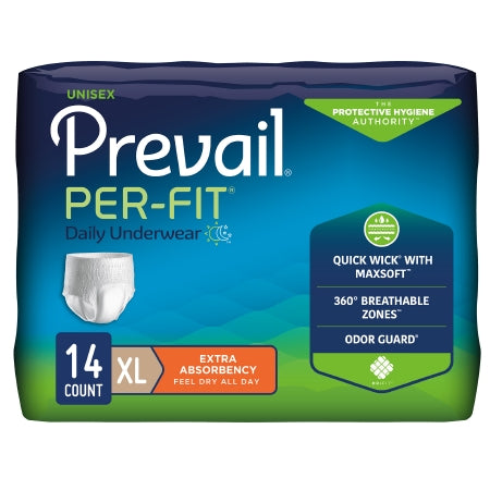 Unisex Adult Absorbent Underwear Prevail® Per-Fit® Pull On with Tear Away Seams X-Large Disposable Heavy Absorbency