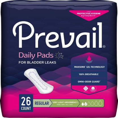 Bladder Control Pad Prevail® Daily Pads 7-1/2 Inch Length