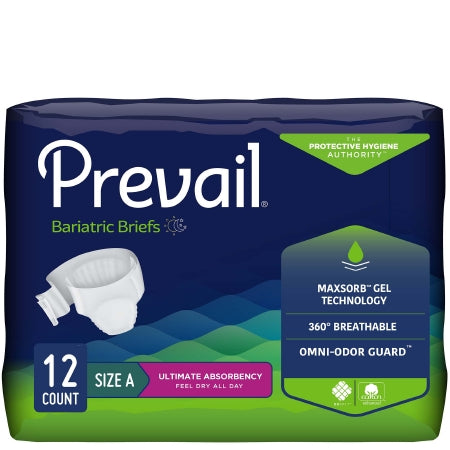 Unisex Adult Incontinence Brief Prevail® Bariatric Size A Disposable Heavy Absorbency