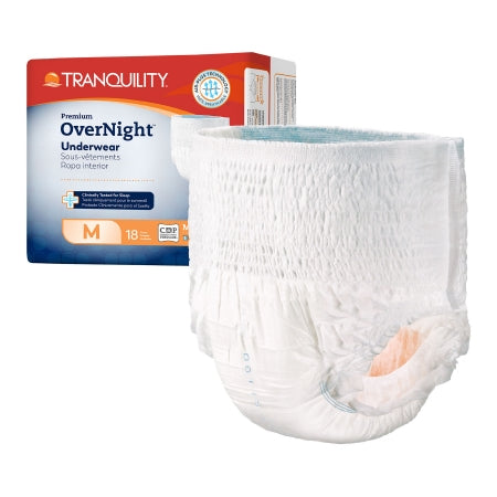 Unisex Adult Absorbent Underwear Tranquility® Premium OverNight™ Pull On with Tear Away Seams Medium Disposable Heavy Absorbency