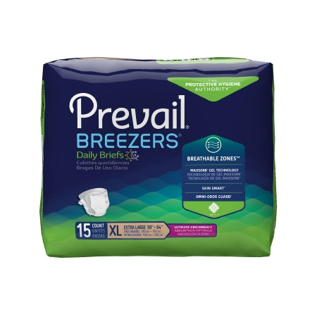 Unisex Adult Incontinence Brief Prevail® Breezers® X-Large Disposable Heavy Absorbency