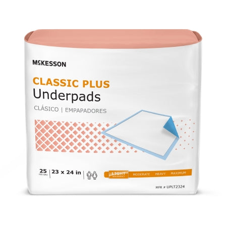 Disposable Underpad McKesson Classic Plus 23 X 24 Inch Fluff / Polymer Light Absorbency