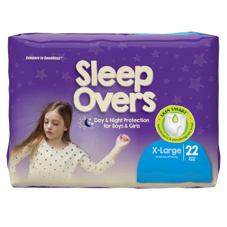 Unisex Youth Absorbent Underwear Cuties® Sleep Overs® Pull On with Tear Away Seams X-Large Disposable Heavy Absorbency
