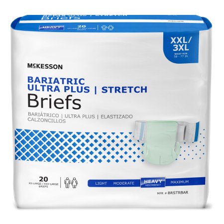 Unisex Adult Incontinence Brief McKesson Ultra Plus Stretch 2X-Large / 3X-Large Disposable Heavy Absorbency