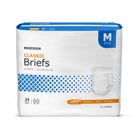 Unisex Adult Incontinence Brief McKesson Classic Medium Disposable Light Absorbency