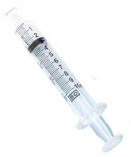 The Becton Dickinson Oral Syringe features a clear design with a black plunger and 1-10 ml measurement markings for precise liquid medicine dosage. The BD logo is displayed, assuring quality. The syringe appears diagonally against a plain white background.