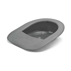 The Medline Bariatric Bedpan Graphite Mega Fracture is an oval-shaped, graphite-colored bedpan featuring a smooth surface and wide rim for enhanced stability. This medical-grade bedpan is designed with a shallow basin, perfect for patient care.